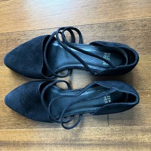 Black suede Eileen fisher slip on pointed toe flat sz 9.5